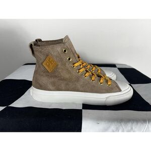 PF Flyers Shoes Women 7.5 Men’s 6 Beige Suede Leather Hightop Sneakers Tan Lace